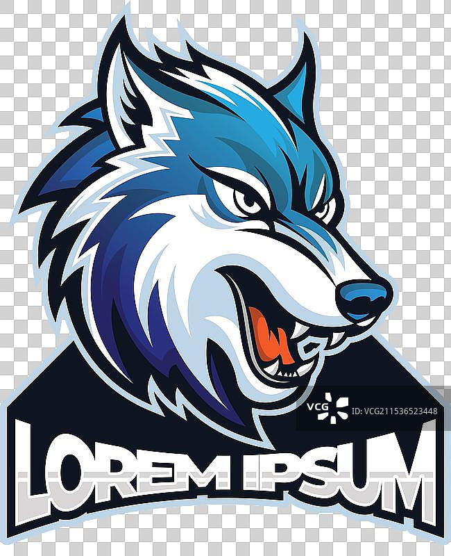 白色狼队电子竞技吉祥物标志设计狼头图片素材