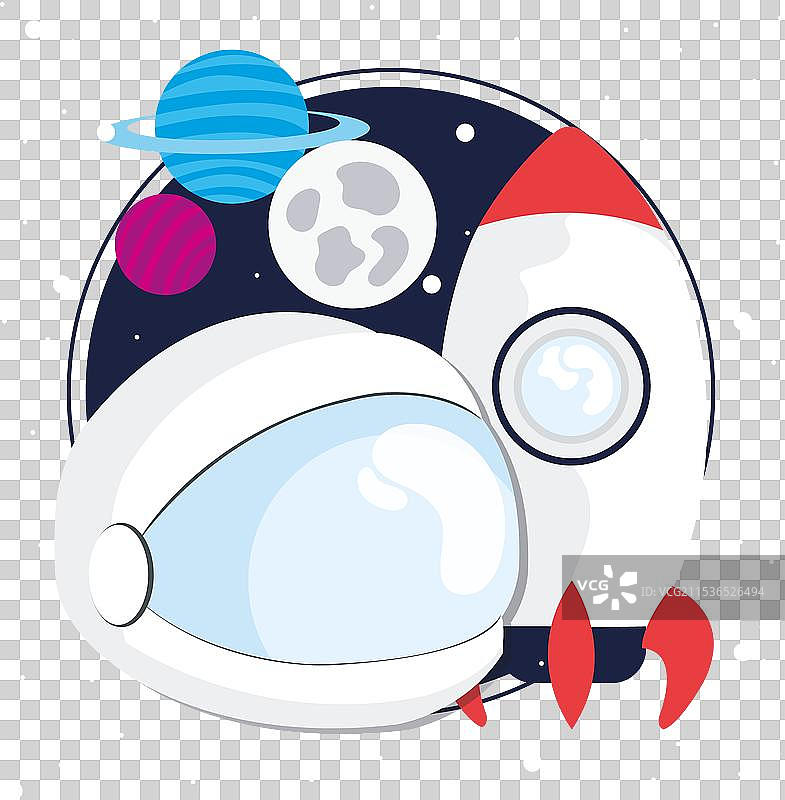 宇航员头盔和宇宙飞船在宇宙视野中图片素材