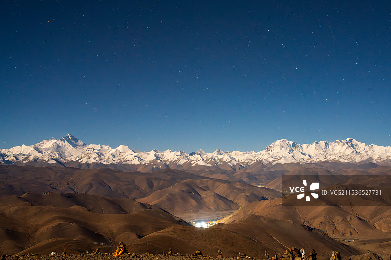珠穆朗玛山脉星空夜景图片素材