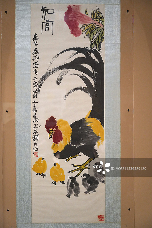 《加官图》，齐白石，公鸡小鸡，萌生从齐白石到黄永玉画展，清华大学艺术博物馆图片素材