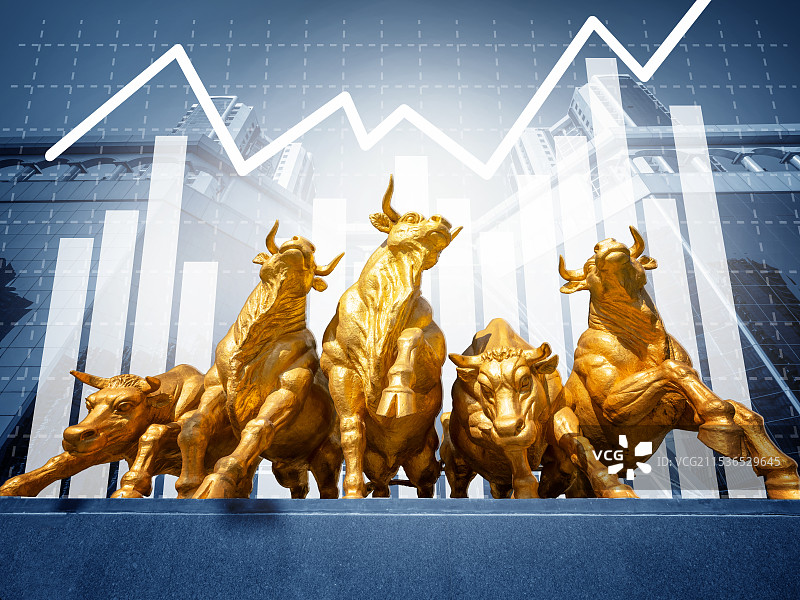 蓝色背景天空建筑商务金融图表图片素材