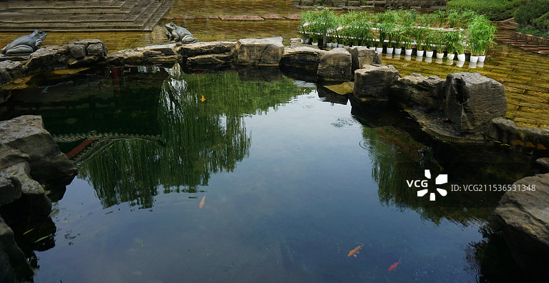 济南五龙潭 - 贤清泉 倒影美图片素材
