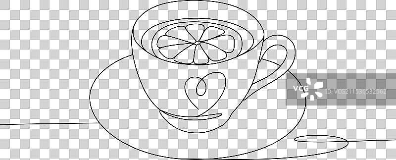 茶杯与柠檬一线图片素材