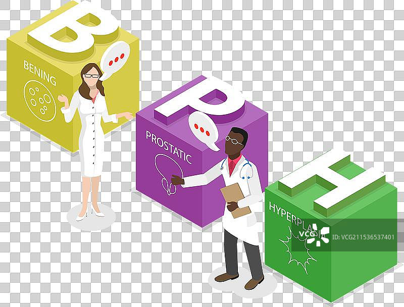 良性前列腺增生的三维等距平面图图片素材