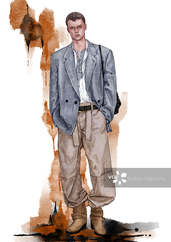 时尚插画——时尚男装图片素材
