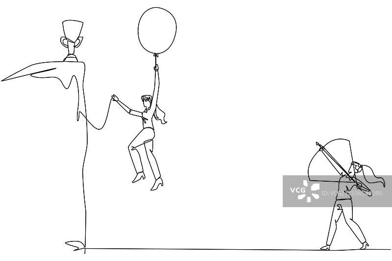 连续一笔画的女商人想要的东西图片素材