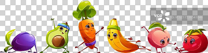可爱的水果角色锻炼图片素材