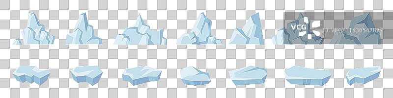 冰川质量冰山或冰冻水体集合图片素材