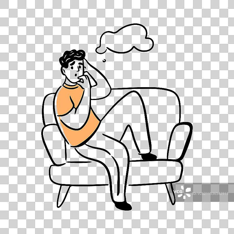 男人在思考，男孩的思维气泡图片素材