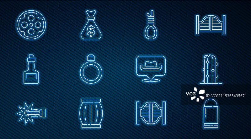 设置线条子弹仙人掌绞刑绳圈悬挂图片素材