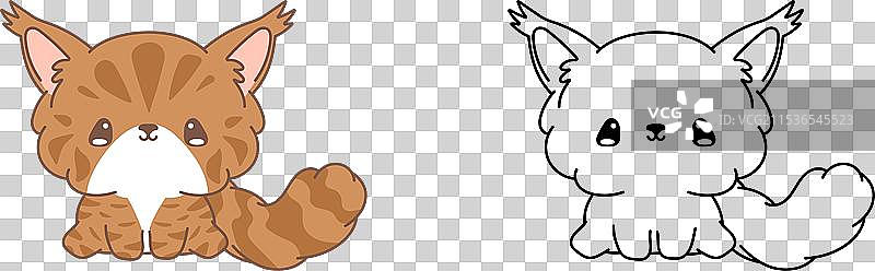 缅因猫涂色页剪贴画图片素材