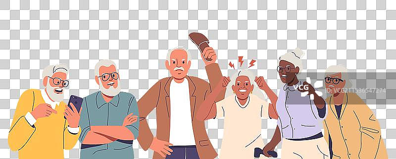 一群年长者表现出攻击性图片素材