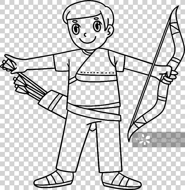 孤立的弓箭手从箭袋中取箭图片素材