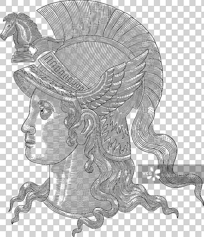 古希腊罗马风格的雅典娜女神复古雕刻图片素材