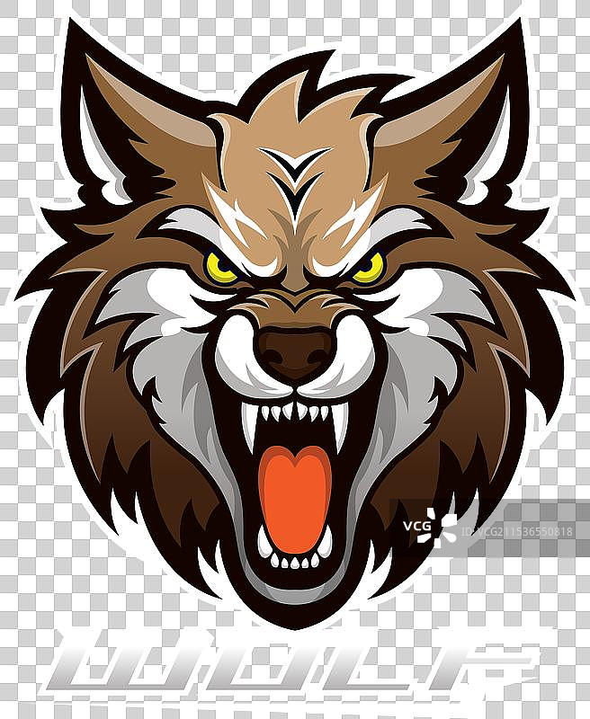 白狼电竞吉祥物logo设计，狼头图案图片素材