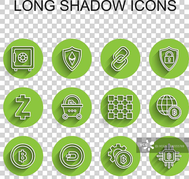 设置线性加密货币币种比特币达世币安全图片素材