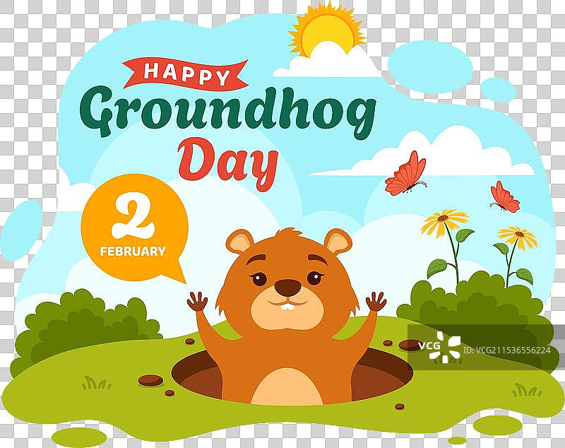 快乐的土拨鼠日，庆祝于2月2日图片素材