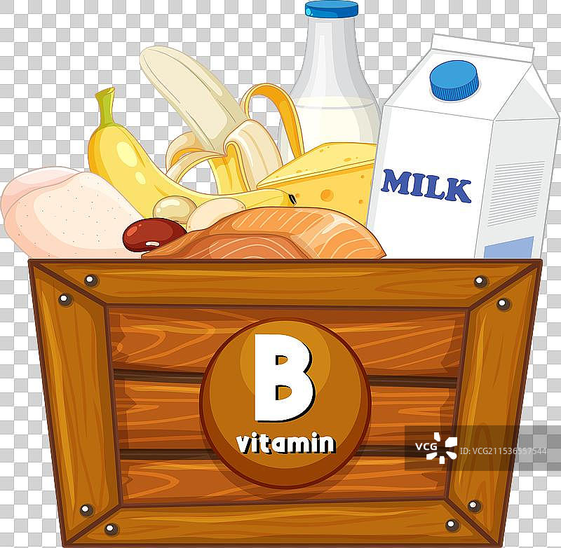 含有维生素B的教育性食品组合图片素材