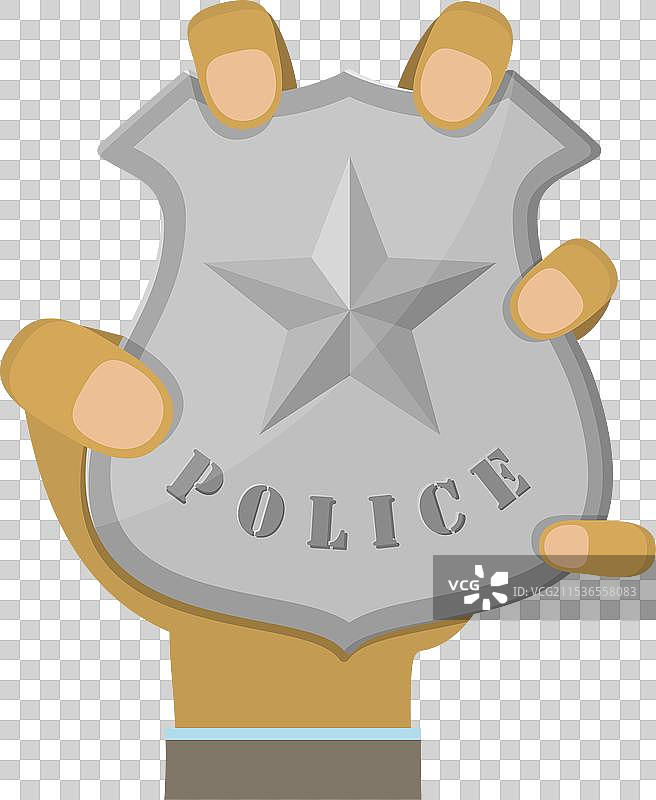 男子手中握着不同的徽章物品3图片素材