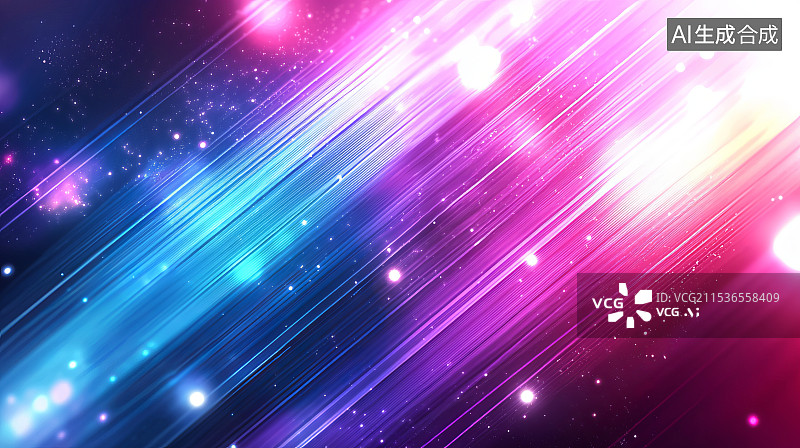 【AI数字艺术】多彩霓虹光柱构成的未来抽象背景图片素材