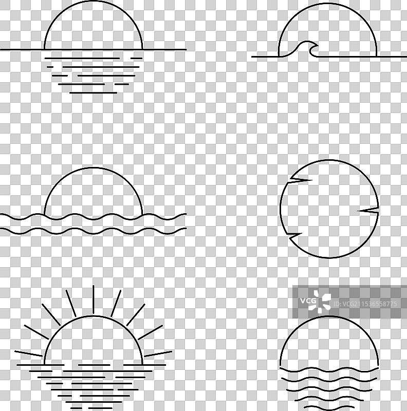 简约线条艺术太阳图标模板合集图片素材