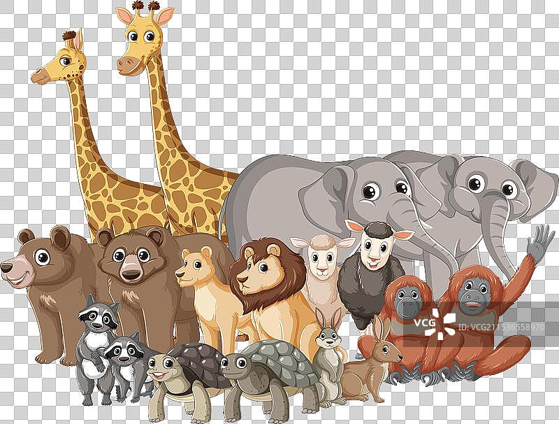 野生动物卡通群体图片素材