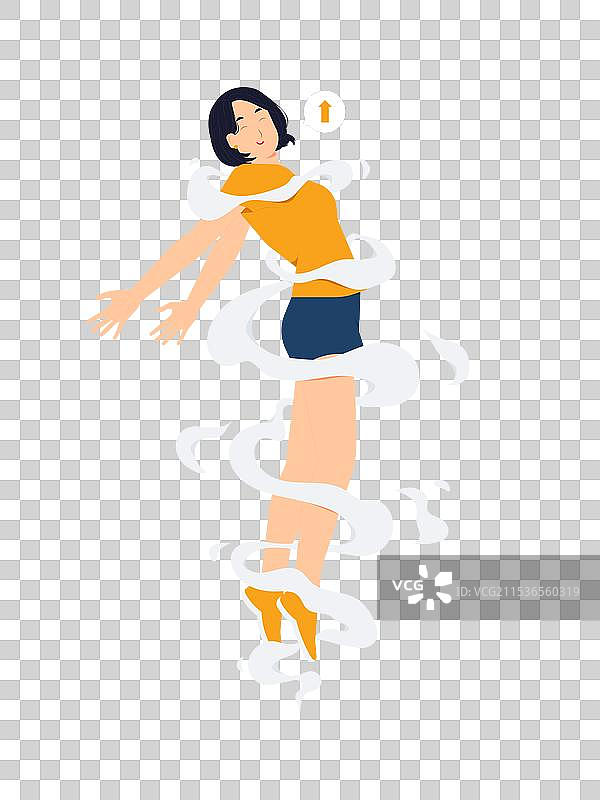 自由飞翔的漂浮自由落体女性图片素材