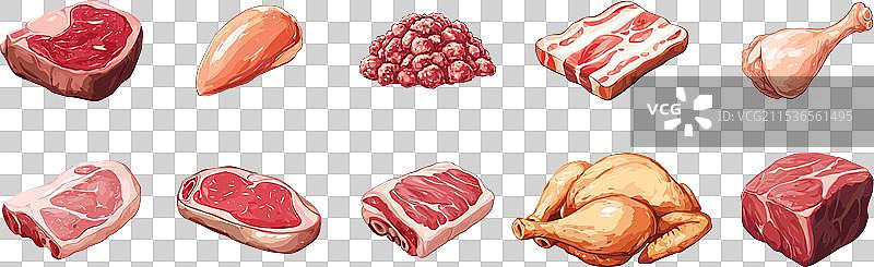 生肉产品全套原料部件图片素材