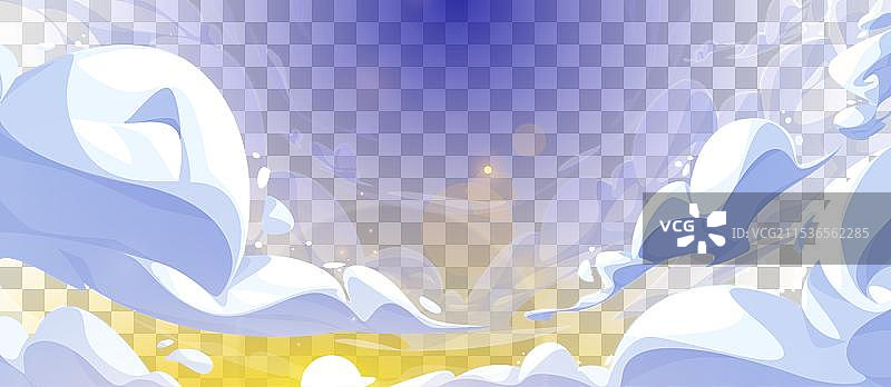 动漫风格的蓝天与蓬松的白云图片素材