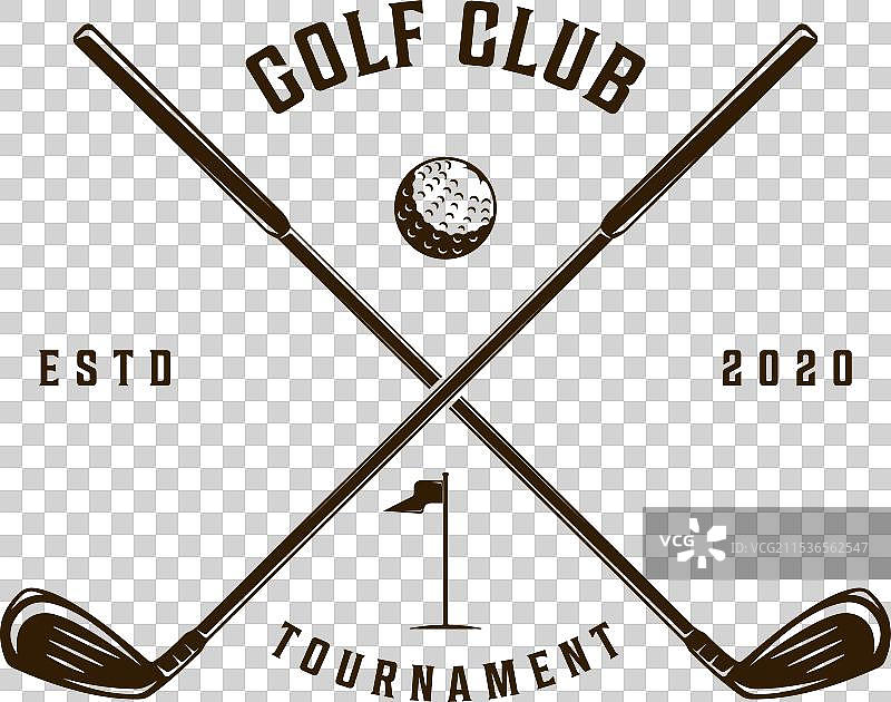 高尔夫球杆复古标志模板图标图形图片素材