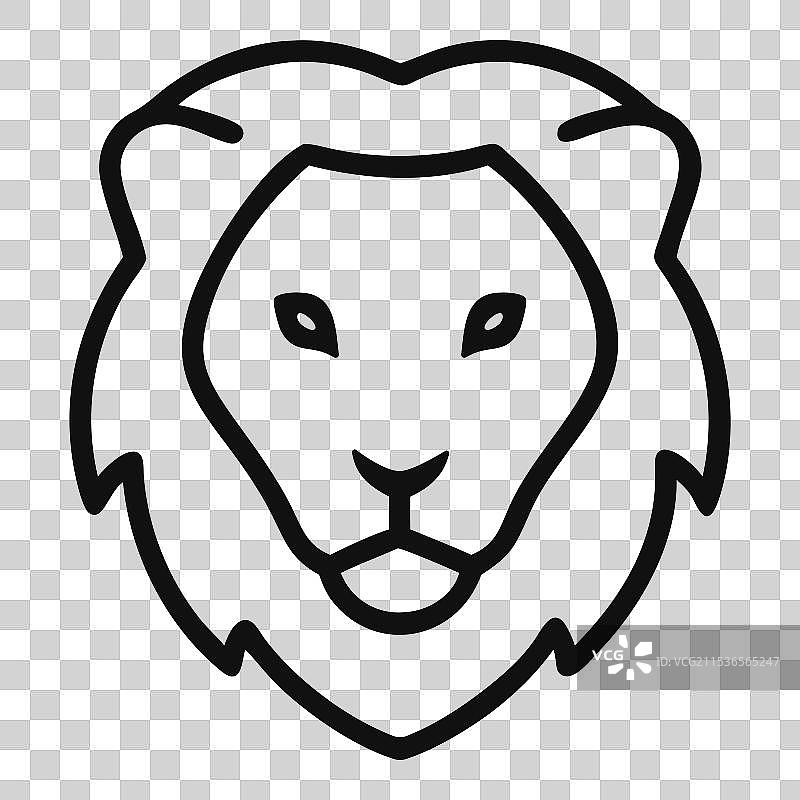 简单的狮子线条图标，孤立的动物标志图片素材