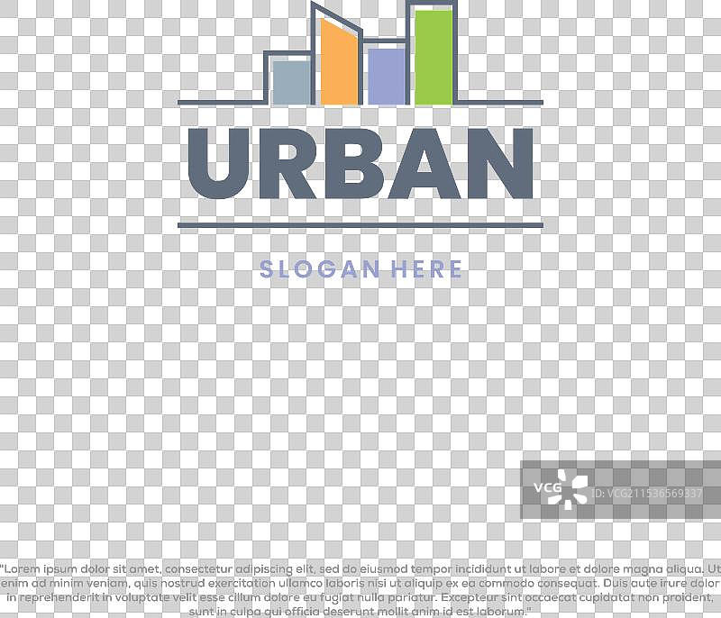 色彩斑斓的城市标志，抽象创意简单线条图片素材