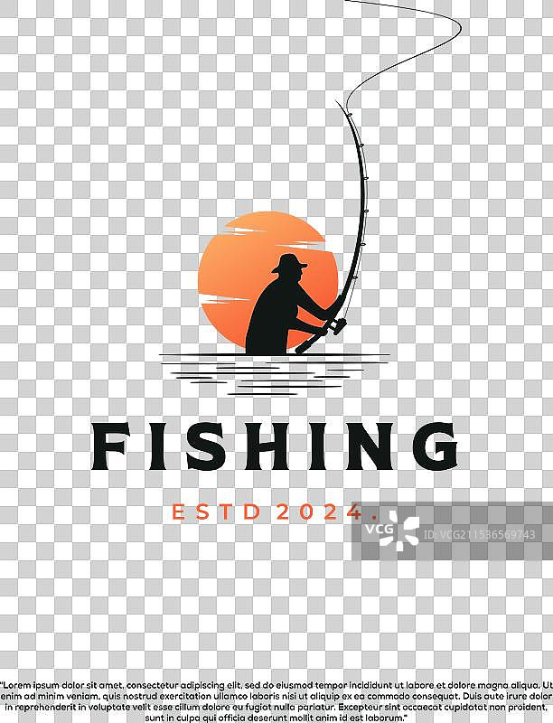 飞钓者钓鱼标志设计剪影图片素材