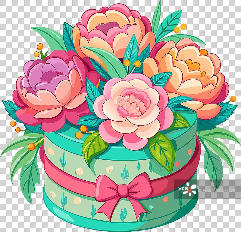 印有牡丹动画的帽盒海报图片素材