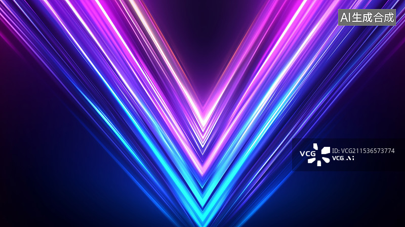 【AI数字艺术】V形蓝紫色发光科技概念背景图片素材
