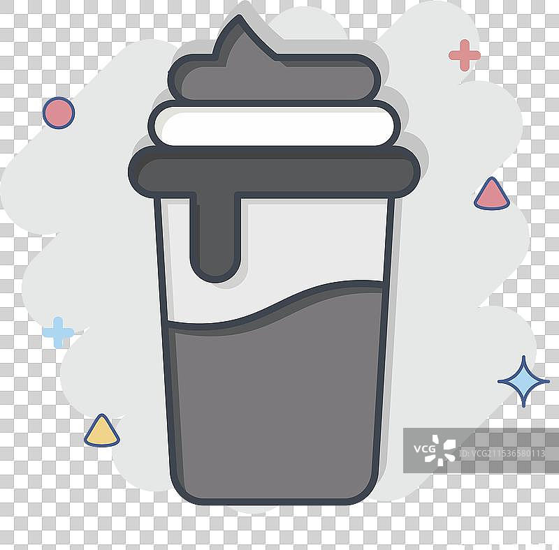 与咖啡相关的图标法式冰咖啡，漫画风格图片素材