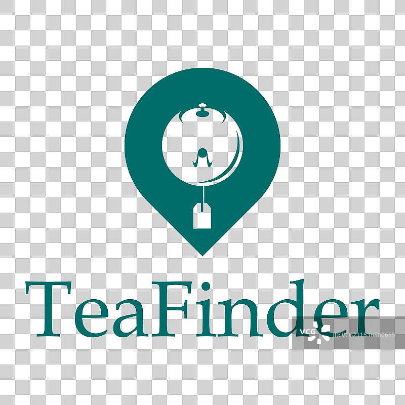 茶叶寻找者咖啡馆位置扁平极简风格标志图片素材