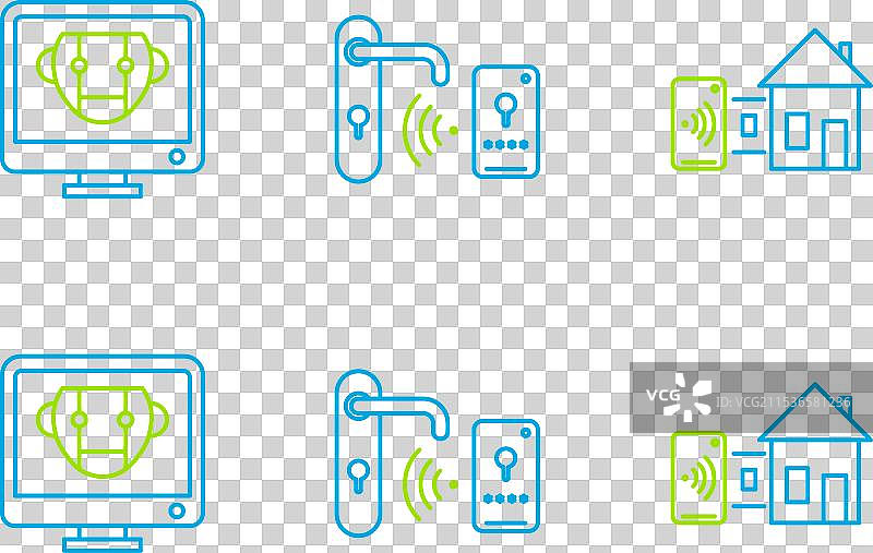 智能家居机器人和数字门锁设置图片素材