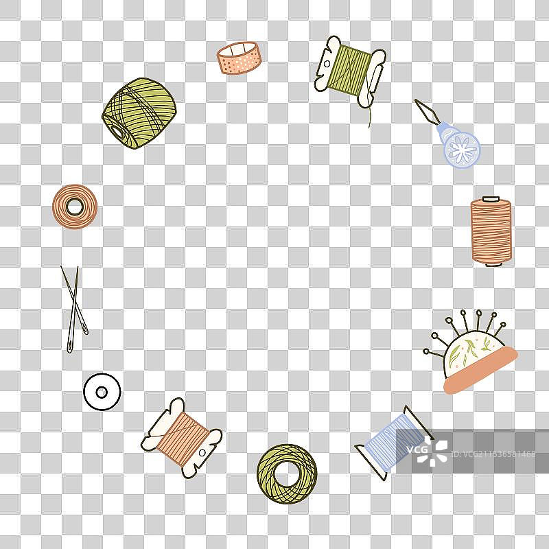 针线活花环或圆形框边界图片素材