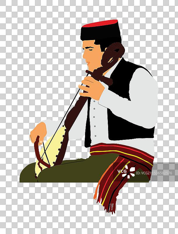 男孩独自玩古斯勒琴图片素材