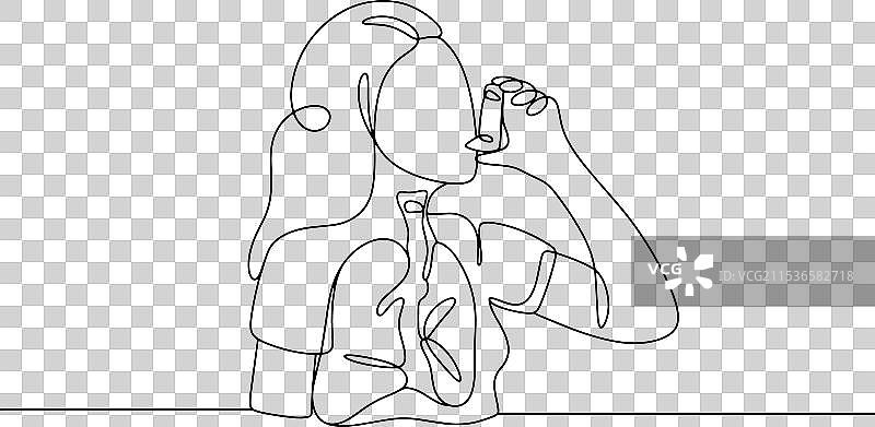 女性使用哮喘吸入器图片素材