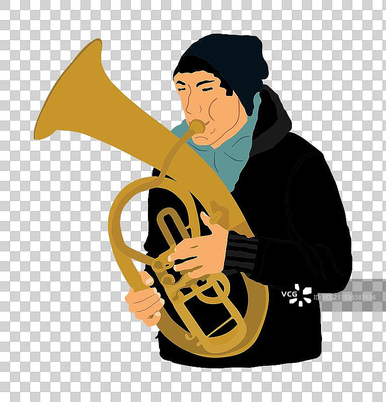 男孩小号演奏者音乐人图片素材