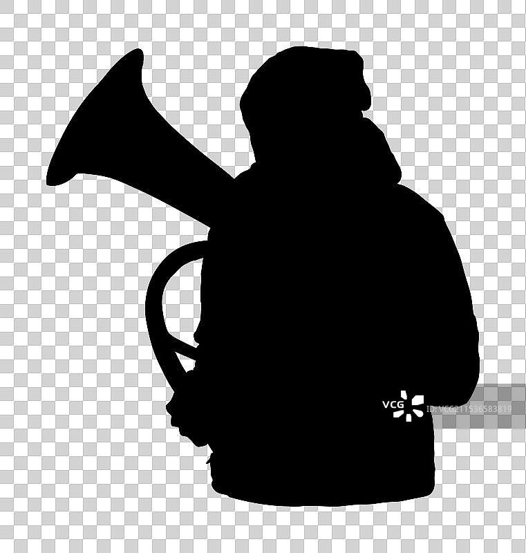 男孩小号演奏者剪影音乐人图片素材