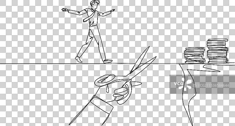 连续一笔画的商人走路图片素材