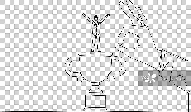 连续一笔画的站立商人图片素材