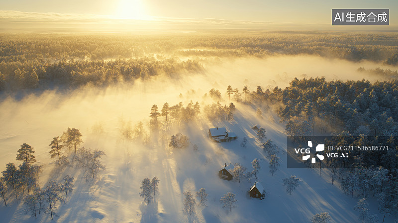 【AI数字艺术】冬天户外森林雪景风光图片素材