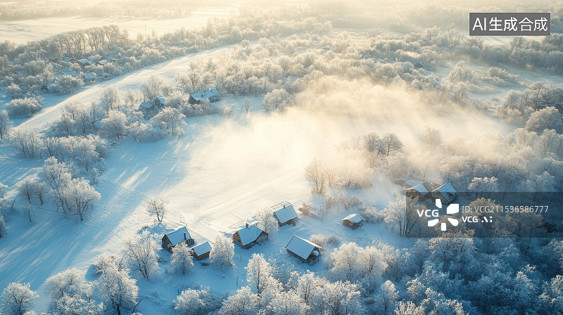【AI数字艺术】冬天户外森林雪景风光图片素材