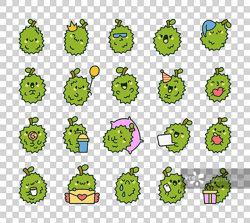 可爱的榴莲角色，迷人的带刺水果手图片素材