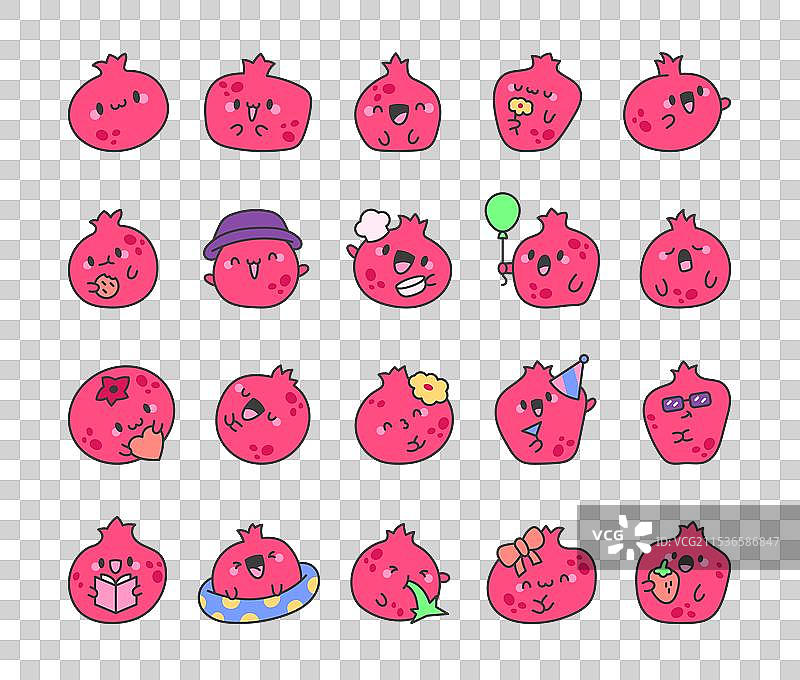 可爱多汁的石榴搞笑卡通角色图片素材