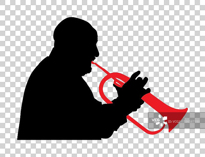 舞台上演奏小号的音乐家剪影图片素材